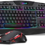 Redragon S101 Wired Gaming Keyboard and Mouse Combo RGB Backlit Gaming Keyboard with Multimedia Keys Wrist Rest and Red Backlit Gaming Mouse 3200 DPI for Windows PC Gamers (Black)